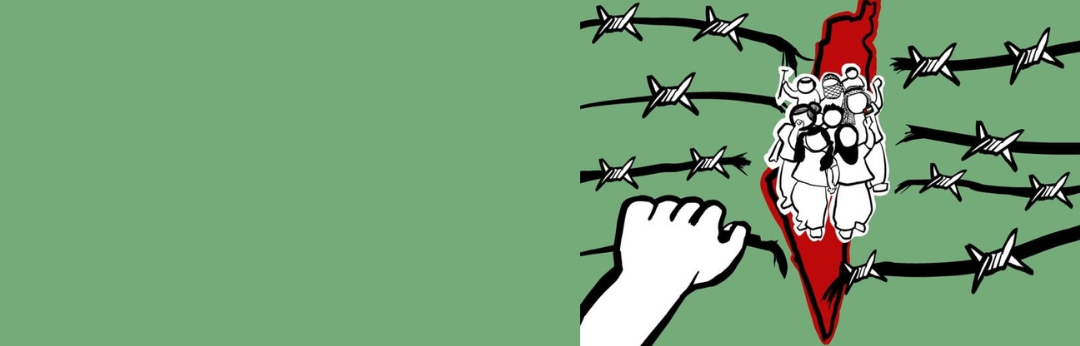 People with fists raised and barbed wire broken on green background